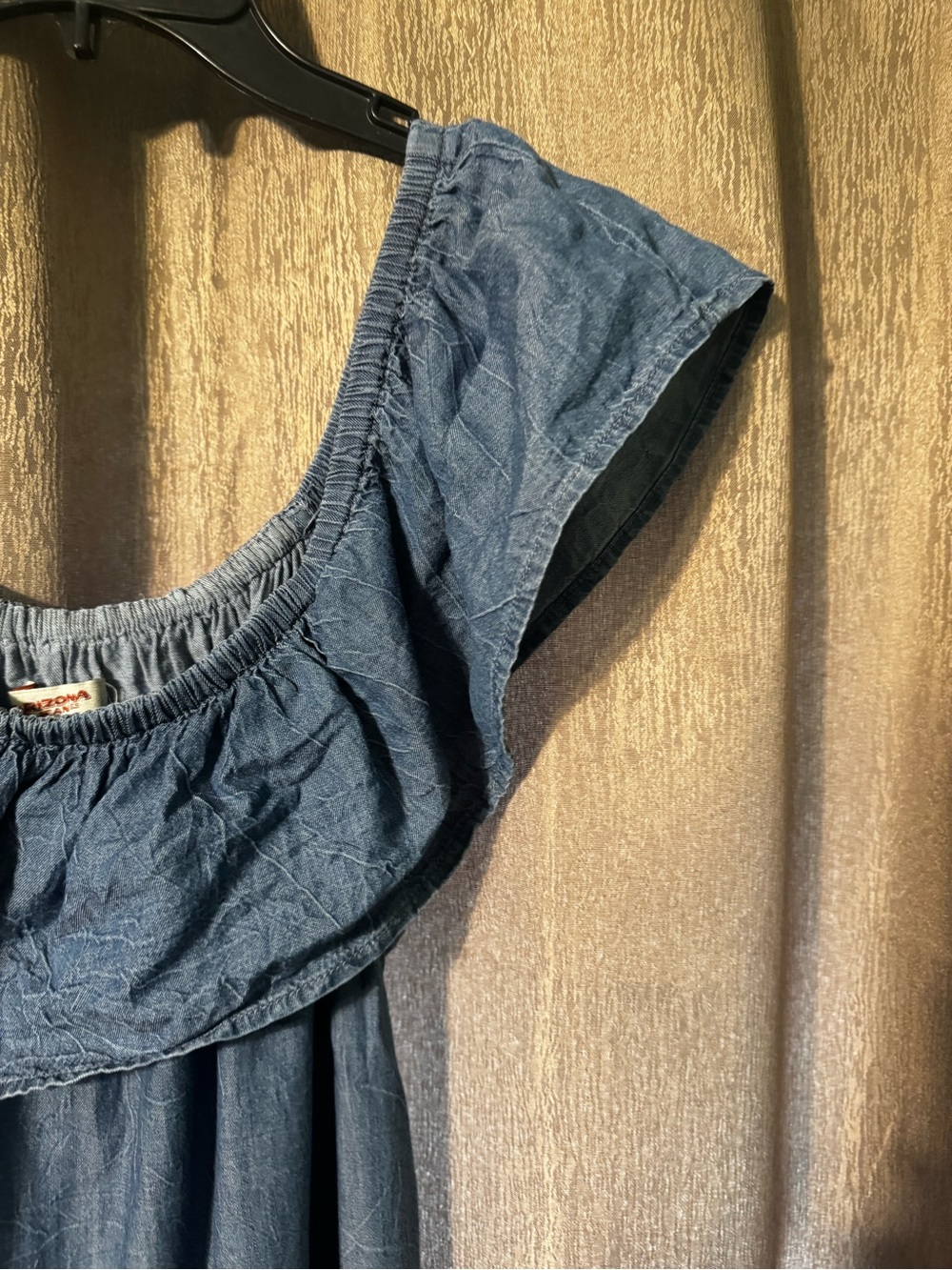 Arizona Blue Denim Short Off the Shoulder Women’s Dress Size L Summer Rodeo - Picture 3 of 9